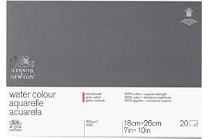 Winsor & Newton Blok akwarelowy "Professional" - blok klejony z 4 stron - 20 arkuszy, 300 g/m², satynowany - 17,8 x 25,4 cm