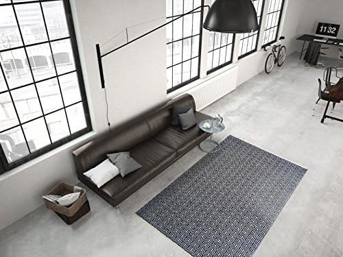Modern Flat Pile Carpet Hand woven Indoor Outdoor suitable Black Ivory - 120cm x 170cm