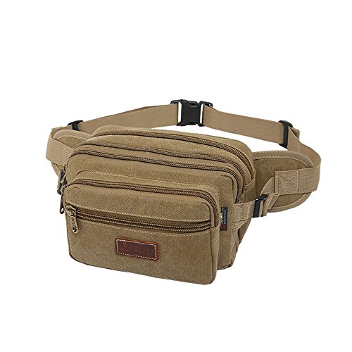 SUNSEATON Grande Sac Sacoche Banane, Outdoor Sport Waist Pack Fanny Pack, avec 6 poches zippées,sac de taille grande capacité, Pour Vie Quotidienne Ou Randonnée- Homme et Femme