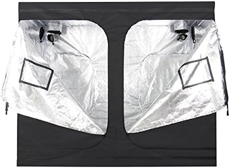 Grow Tent 240 x 120 x 200 CM IDAODAN Hydroponic Indoor Bud Green Room Plant Gardening Growth Canopy Hydro Box Mylar Silver 600D Oxford