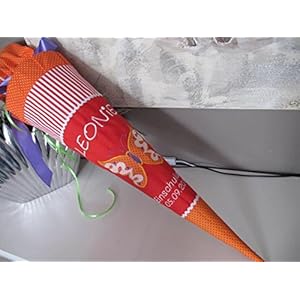 #22 Schmetterling rot-orange Schultüte Stoff + Papprohling + als Kissen verwendbar