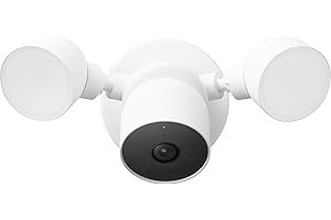 Google Nest Cam z reflektorem – na zewnątrz z kablem – inteligentna kamera bezpieczeństwa GPLE9, Snow, 1 sztuka (1 opakowanie)