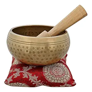 Musical Instrument for Meditation with Stick and Cushion 4 Inches Bell Metal Tibetan Buddhist Singing Bowl- Superior Quality