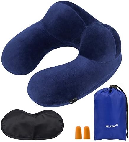 MLVOC Travel Pillow Inflatable Neck Pillows U Shaped Portable Lightweight Neck Support Cushion for Airplanes, Trains, Cars