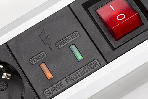 as – Schwabe 18358 8fach Überspannungs-Aluminium-Steckdosenleiste mit Schalter und Kinderschutz, 1.5 m H05VV-F 3G1.5, IP20 Innenbereich - 5