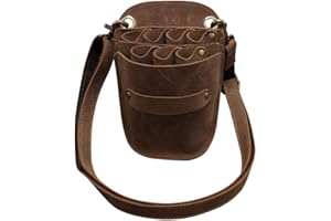 ‎BOSHIHO Boshiho Scherentasche Vintage Leder Barber Werkzeugtasche für Friseursalon, Friseurschere Holster mit Verstellbarem Schultergurt, für 7 Scheren (Braun)