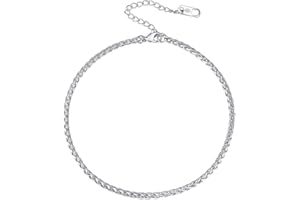 PROSTEEL Tobillera de Mujer Playa Piscina Pulsera Metal Acero Inoxidable 22cm+5cm Largo, Forma Corazón/Cadenas Cubanas/Fígaro/Venecianas