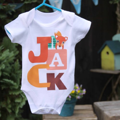 Clever Little Fox Big Letter personalised baby grow vest onesie size 0 - 18mths