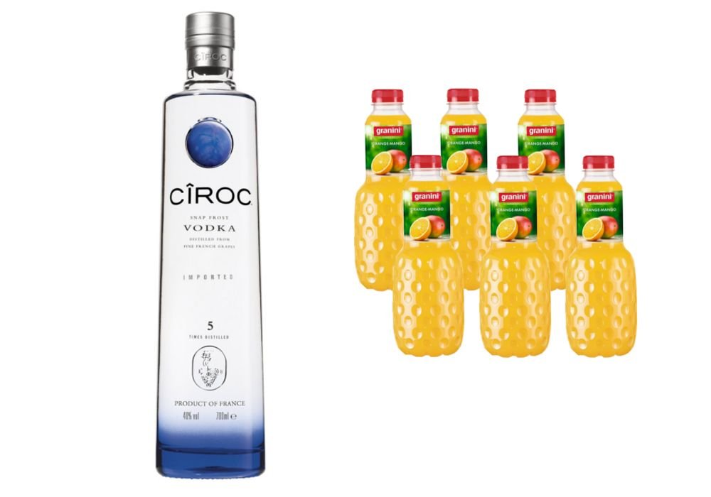 Ciroc Ultra Premium Vodka (1 x 0.7 l) mit Granini Trinkgenuss Orange