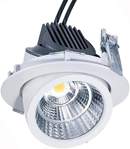20 Watt COB Round White Die Cast Aluminium Mains 240V Commercial Recessed Tilt Downlight Spot Ceiling Retail Shop Display Downlighter Floodlight Adjustable Head 40° Angle COB Light Fitting 6000k