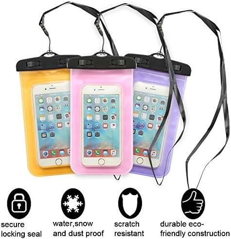 Universal Waterproof Phone Case CellPhone Underwater Dry Bag with Neck Lanyard Phone Pouch for Apple iPhone8,7,7P,6S 6,6S Plus,SE 5S,Samsung Galaxy S8/S8 Plus/Note 8 7 6 5 4,Google Pixel 2 HTC LG Sony Nokia Motorola up to 6.0" diagonal (Random Color)