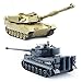 Price comparison product image GizmoVine RC Fighting Battle Tank 1:28, Set of 2 Germany Tiger VS USA M1A2, Remote Control Battling Tank Toys for Kids, Boys - Navy blue VS Khaki (Fighting Tanks)