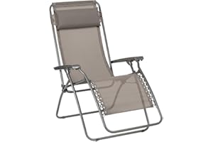 LAFUMA MOBILIER - Fauteuil Relax Zéro Gravité RT 2 - Chaise Longue Pliante Terrasse et Jardin - Toile Batyline® Résistante - Transat Multiposition, Tout Confort, Fabriqué en France - Marron CHATAIGNE