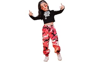 Tasty Life Traje Deportivo Para Niña, Top Con Estampado De Letras, Pantalones De Camuflaje Para Correr, Ropa De Calle De Moda Para Niños, Adecuada Para Hip-hop Dance Jazz Pop Dance Clothing