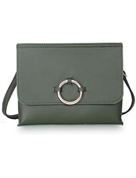 Minimalistische Design Crossbody Tasche mit Verstellbarer Gurt (Abnehmbar), Vegan Leather Mini Klappe Umhängetasche...