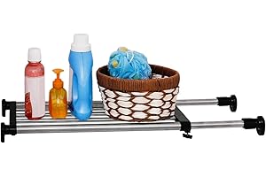 ARIIKON Teleskopschrank Spannregal Stange Kleiderschrank Organizer Erweiterbare Regale 82 bis 117 cm Ohne Bohren DIY Trennwand Aufbewahrungsregal für Schrank, Küche, Bad, Schlafzimmer, Schwarz