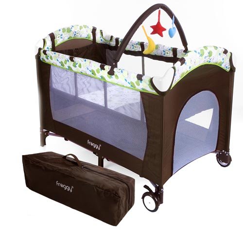 Froggy® Baby bed travel cot furniture cribs portable child bed with toys entryway 0-36 months Brown