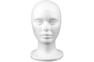 ARDISLE Polystyrene Male Display Head Dummy Styrofoam Female Mannequin Head Wigs Hats Glasses Display Model Stand White