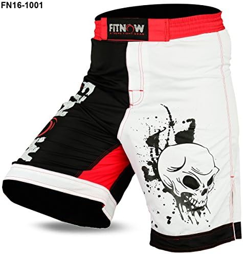 MMA Grappling Short UFC Mix Cage Fight Kick Boxing Fighter Shorts (Black/White/Red £9.99, M (Waist 31" to 32"))