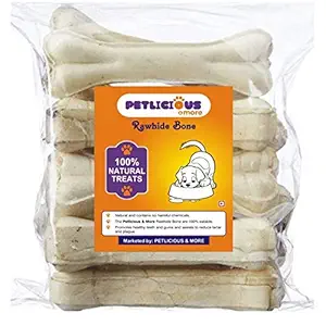 Petlicious & More Rawhide Pressed Chew Dog Bone Combo Pack of 5 Inches Bones of 12 Pcs