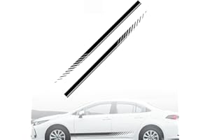SSRDFU-2 Pcs Adesivo grafico a strisce da corsa sportiva,adesivo a strisce laterali per auto Gonna laterale fai-da-te Adesivo autoadesivo Adesivo laterale per auto Adesivo decorativo per il corpo,nero