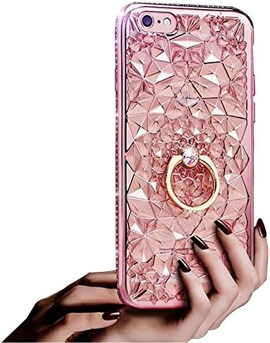 iPhone 7 plus case,3D Crystal Flower Stand Ring Soft Protective Case Sturdy Rubber TPU Luxury Diamond Shockproof Back Cover for iPhone 7plus with Holder Kickstand (Pink)