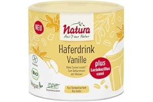‎NATURA NATURA Organic Oat Drink Powder with Real Vanilla and Active Lactic Acid Bacteria - Oat Drink Powder 100% No Sugar Additive, Gluten Free, Vegan - Instant Oat Powder 300 g for Approx. 3 Litres