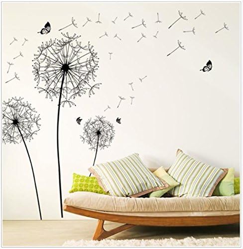 Wall Sticker, Ourmall PVC Diy Home Decor New Design Large Black Dandelion Wall Sticker Wallpaper Art Decals PVC Wall Decoration, Black, 24x36 Inch