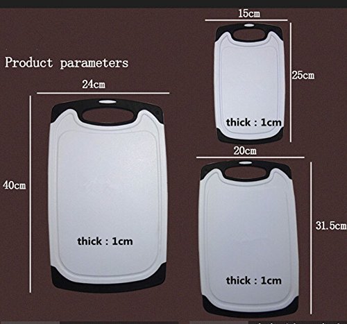 3-teilig Nonslip Schneidebrett Set Kunststoff, Spülmaschinenfest Küchenbrett Rutschfest Hygienisch, Anti-Rutsch-Schneidebretter und Deep Tropfwasser Groove Kitchen Boards Schnitzen, Saftrillen und rutschfeste Griffe - 2