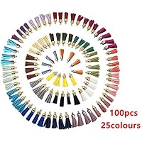 3 Breloques Glands En Coton Rouge Et Doré – 25 Mm – Pour Création De Bijoux