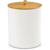 Gaga Bambu Kapaklı &Ccedil;&ouml;p Kovası 7 Litre - 20 x 23 cm Kompakt Banyo &Ccedil;&ouml;p Kutusu - Mutfak Ofis ve Tuvalet İ&ccedil;in Modern Şık Tasarım 