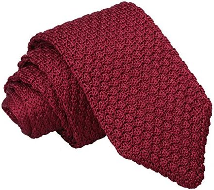 James Alexander Premium Plain Grenadine Knitted Silk Burgundy Men's Formal Business Casual Wedding Classic Standard Regaular 9cm Tie Necktie