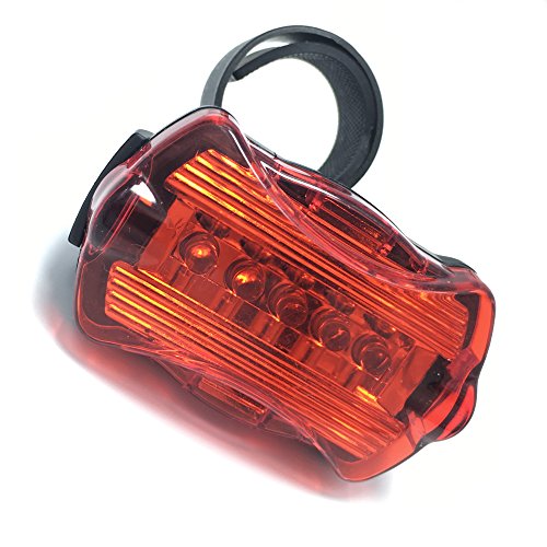 Rücklicht, Yesloo 5 LED Fahrradbeleuchtung mit 7 Leuchtmodi Wasserdichte Fahrrad Licht/ Nacht Rück Fahrradlampe, Akku Betrieben, Schwarz & Rot - 3