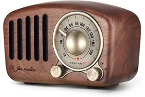 ‎FEEGAR F Radio Feegar Retro głośnik Bluetooth, bezprzewodowe zabytkowe klasyczne radio FM,BASS, połączenie Bluetooth 4.2, czas pracy 10h, obsługa Aux odtwarzacza MP3, karta microSD (Brązowy)