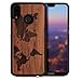 Produktbild Arktis Huawei P20 Lite Holzhülle Case Cover - Weltkarte Design Dunkelbraun passgenau Rosenholz