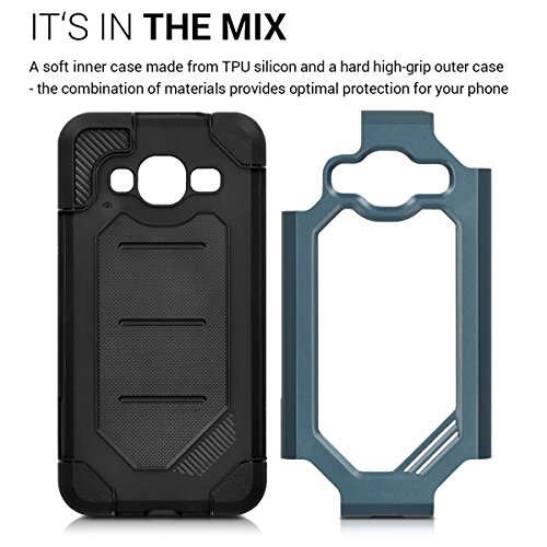 kwmobile HÃ¼lle fÃ¼r Samsung Galaxy J3 (2016) DUOS - HybridhÃ¼lle Dual Case Handy SchutzhÃ¼lle TPU Silikon - Hybrid Cover Tresor Design Dunkelblau Schwarz