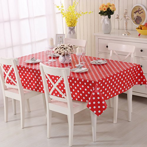 Vinylla Tischdecke, Wachstuch, PVC, abwischbar, Motiv: Punkte, Rot - 140x240cm