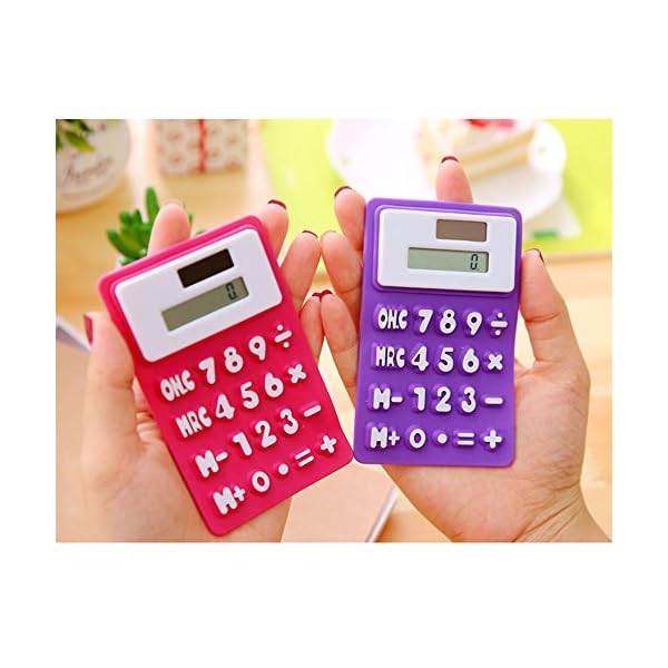 Alxcio 8 Digits Basic Calculator, Solar Powered Soft Lightweight LCD Screen Silicone Pocket Calculator Green Office Stationery - Image 4