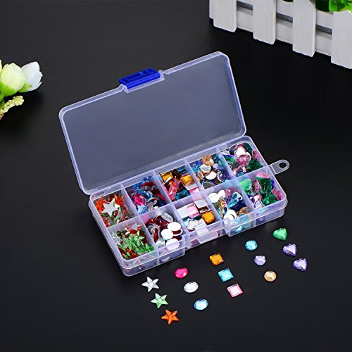 Outus 500 Stück Edelsteine Flatback Strasssteine Acryl Handwerk Juwelen Edelstein Verschönerungen, Herz Stern Quadrat Oval, Rund, mit Kunststoff Aufbewahrungsbox, Sortierte Farbe - 6