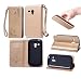 Produktbild Lonchee Samsung Galaxy S3 mini i8190 S3mini Wallet Tasche Brieftasche Schutzhülle , geprägten Design Hochwertige PU Leder Folio Tasche Case Hülle im Bookstyle mit Standfunktion Kredit Kartenfächer (golden)