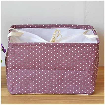 Saint Kaiko Square Laundry Hamper with Lid Fabric Storage Basket Foldable Storage Bins Storage Cube Laundry Basket Organizer Boxes Organizing Baskets for Makeup Toys with Dot Pattern (Purple)