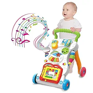 DROZIP Multifunctional Baby Walker - Educational Toys with Music - Anti-Rollover and Adjustable Speed - Suitable for Children Over 9 Months to Learn to Walk || Baby Music Walker || Multicolor