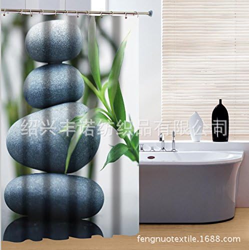 ZQ@QXPolyester printing 3D folding bamboo leaves shower curtainShower Curtains