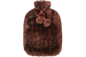 BEAUTYBIGBANG Hot Water Bottle | Cover Only | Thick Soft Fluffy Cover for 2L Hot Water Bag for Hot and Cold Compress Hand Feet Warmer Neck and Shoulder Pain Relief Extra Thick (Brown)