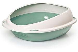 Cat Centre Katzenklo Offen Abgesenkter Einstieg Katzentoilette Ohne Deckel Abgerundete Ecken Grün L 57 x 40 cm