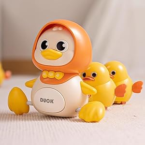 Storio Crawling Duck Musical Toy for Babies & Toddlers | Educational Sound Toy with Lights & Music | Walking Mother Duck with 2 Ducklings | Encourages Crawling, Early Learning, Sensory Play