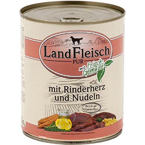 Preisvergleich Produktbild Landfleisch Rinderherz + Nudeln 800g Dose Hunde Nassfutter