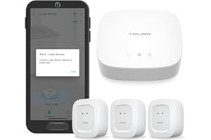YoLink Smart Home Starter Kit: Water Sensor 3-Pack & Hub Kit - Sensor Compatible with Alexa and IFTTT, 1/4 Mile Range, Instant Remote App, Text(Limited) and Email Alert