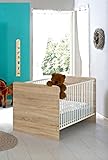 Babyzimmer Kinderzimmer komplett Set ELISA 2 in Eiche Sonoma Weiß, Komplettset mit Kleiderschrank Babybett Lattenrost Wickelkommode Wickelaufsatz Standregal, Made in Germany - 3