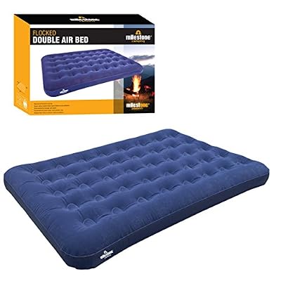 Milestone Matelas Double Gonflable Floqué Milestone Camping - Bleu
